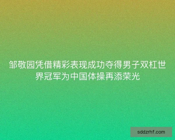 邹敬园凭借精彩表现成功夺得男子双杠世界冠军为中国体操再添荣光