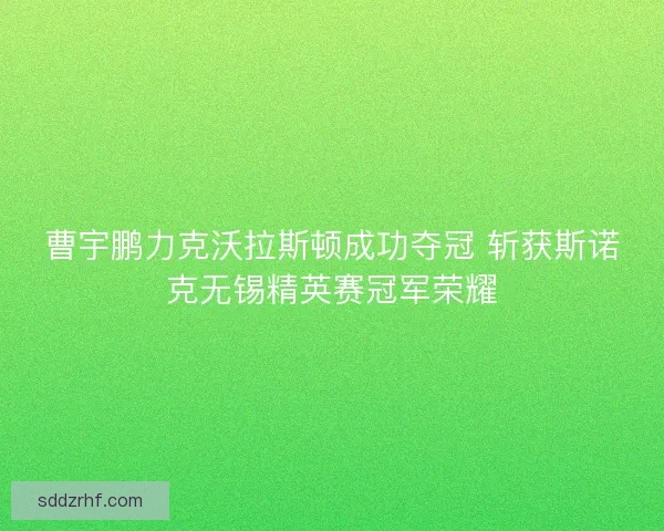 曹宇鹏力克沃拉斯顿成功夺冠 斩获斯诺克无锡精英赛冠军荣耀
