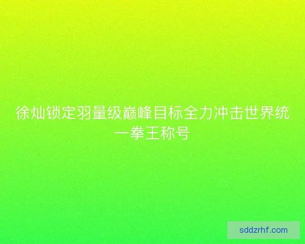 徐灿锁定羽量级巅峰目标全力冲击世界统一拳王称号
