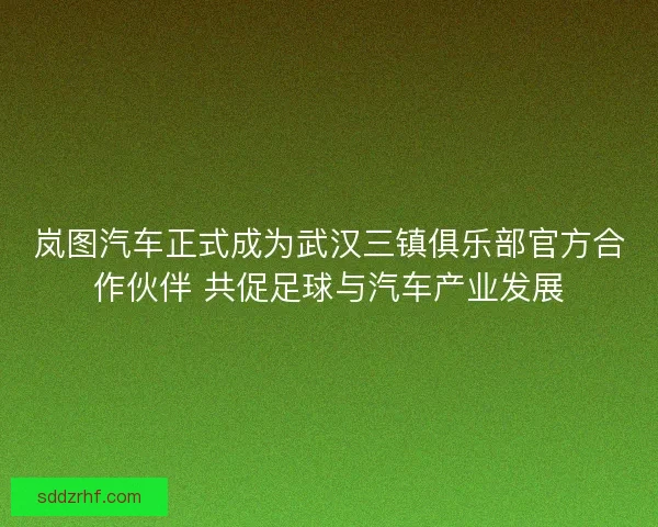 岚图汽车正式成为武汉三镇俱乐部官方合作伙伴 共促足球与汽车产业发展
